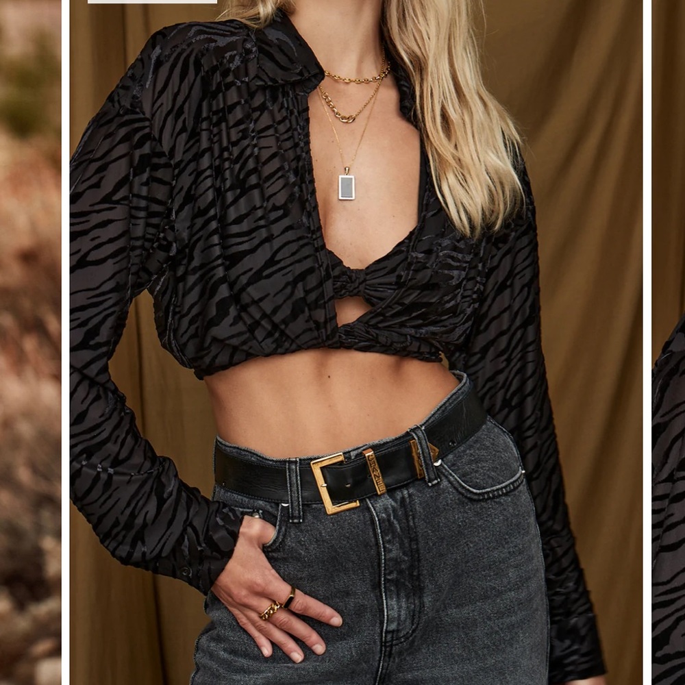 12th tribe- BLACK VELVET ZEBRA WRAP TOP and bralette